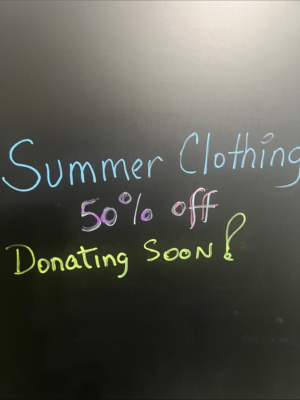 All SUMMER Clothing is 50% Off!!